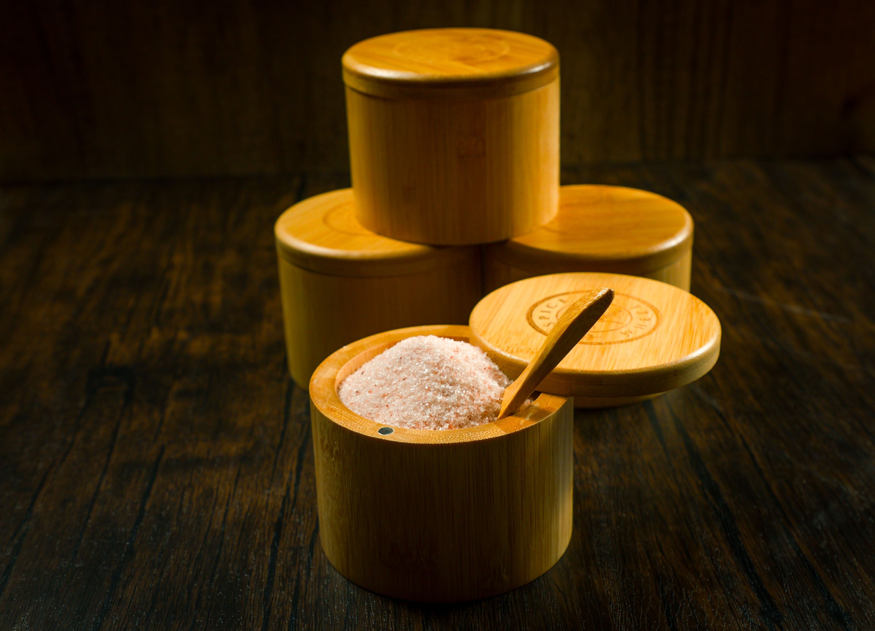 Bamboo Salt Container with Pink Himalayan Salt