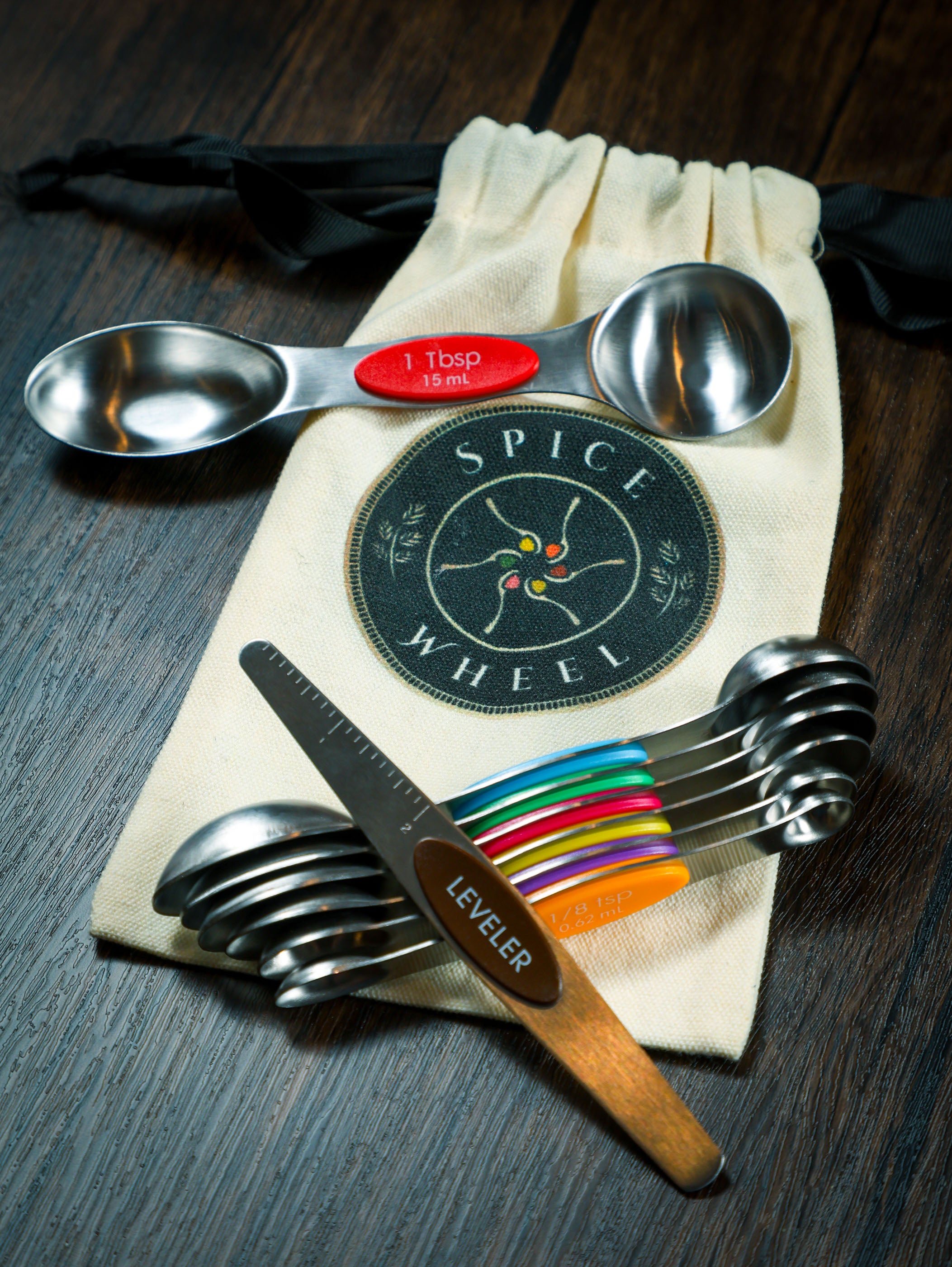 Magnetic Spoons with leveler and Canvas Gift Bag